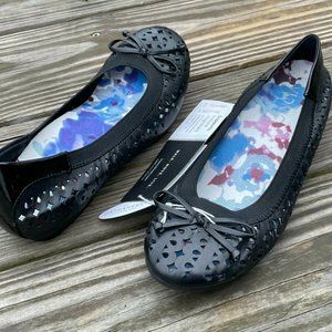 Vionic Women Shoes Black Leather Upper ORTHAHEEL Sandal Bow Ballet Size 5US 36EU